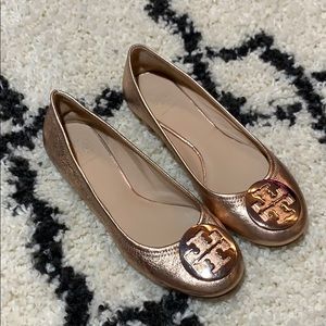 Tory Burch rose gold Reva flats